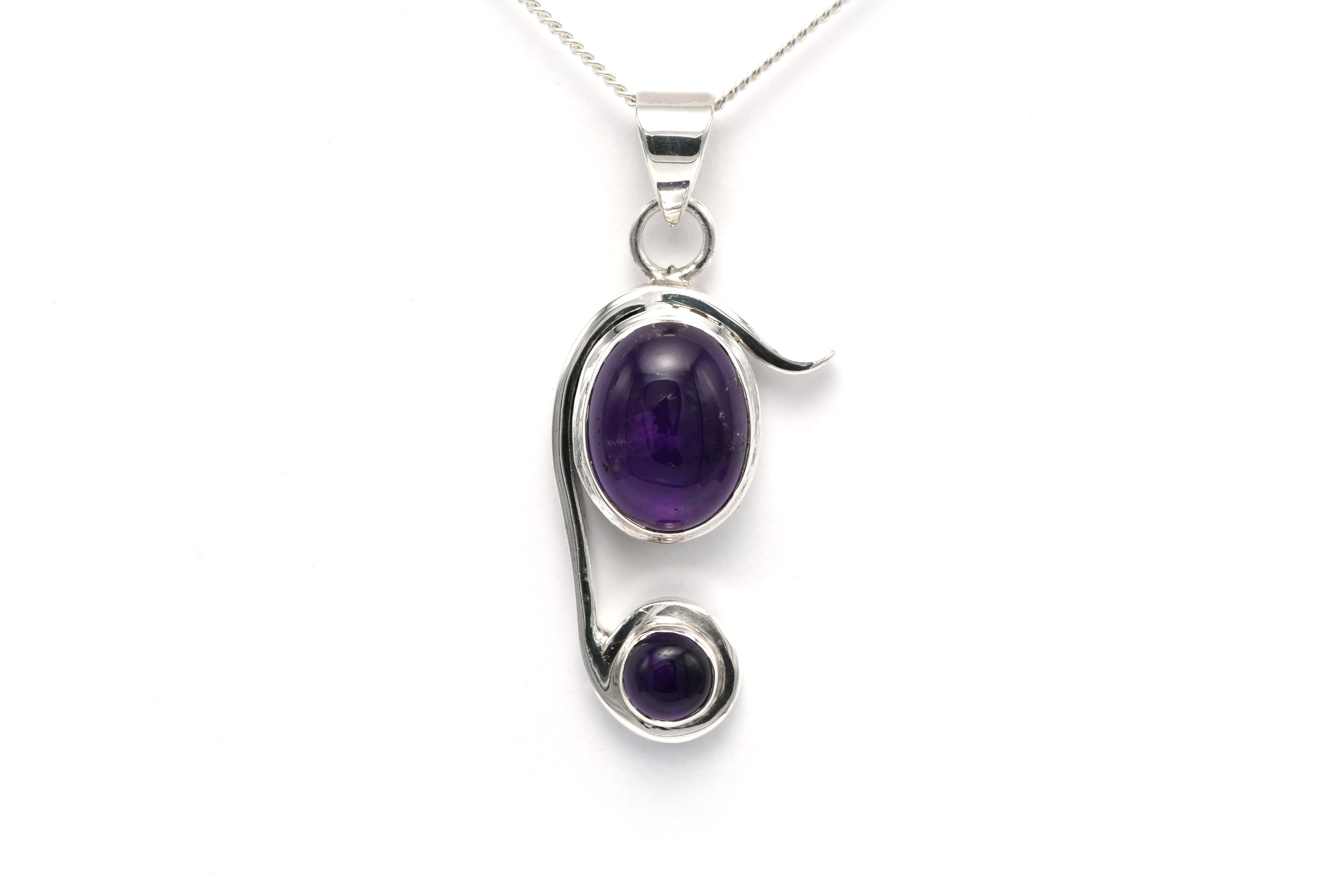 Pendentif contemporain en argent 925 serti d'une améthyste - 2