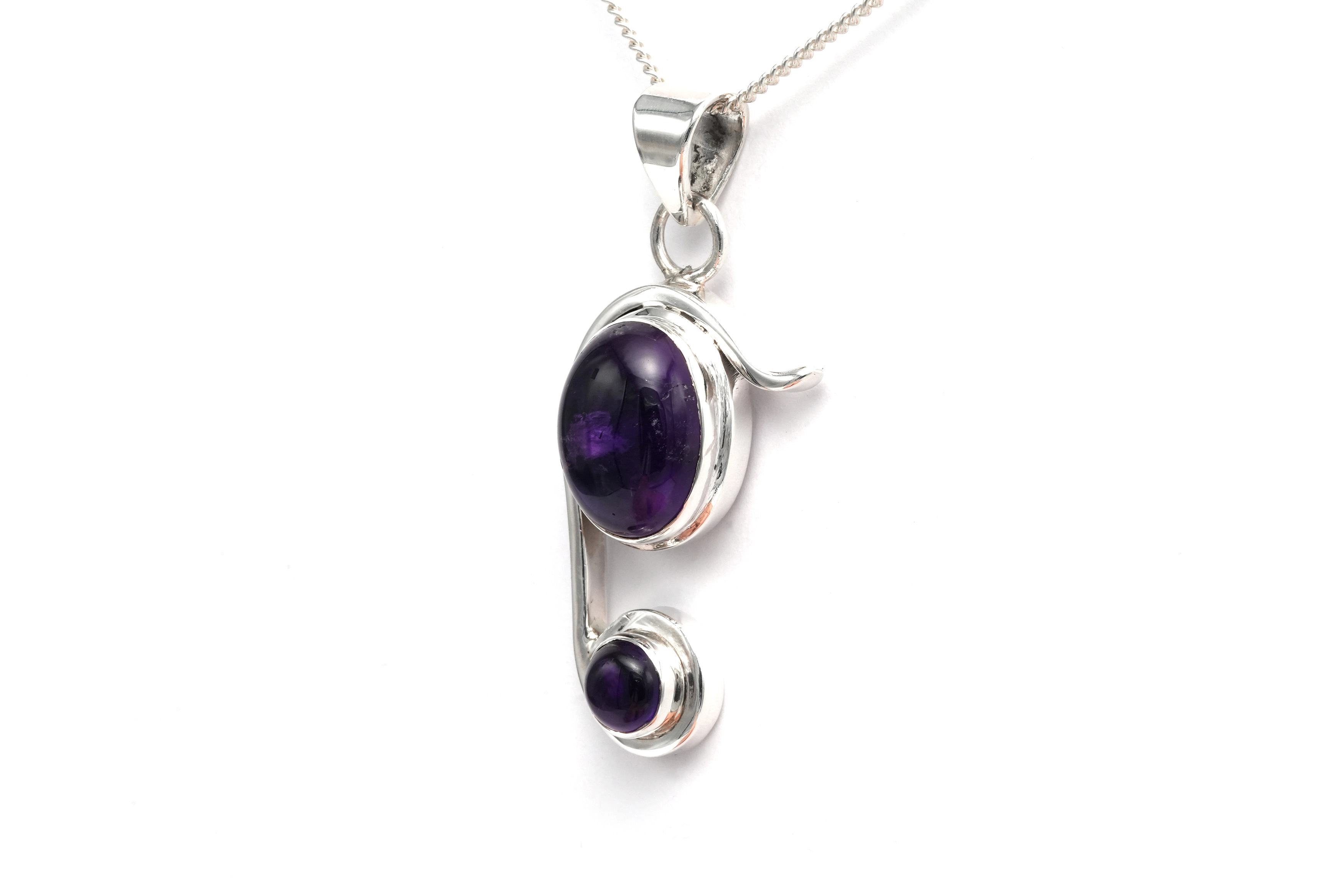 Pendentif contemporain en argent 925 serti d'une améthyste - 3