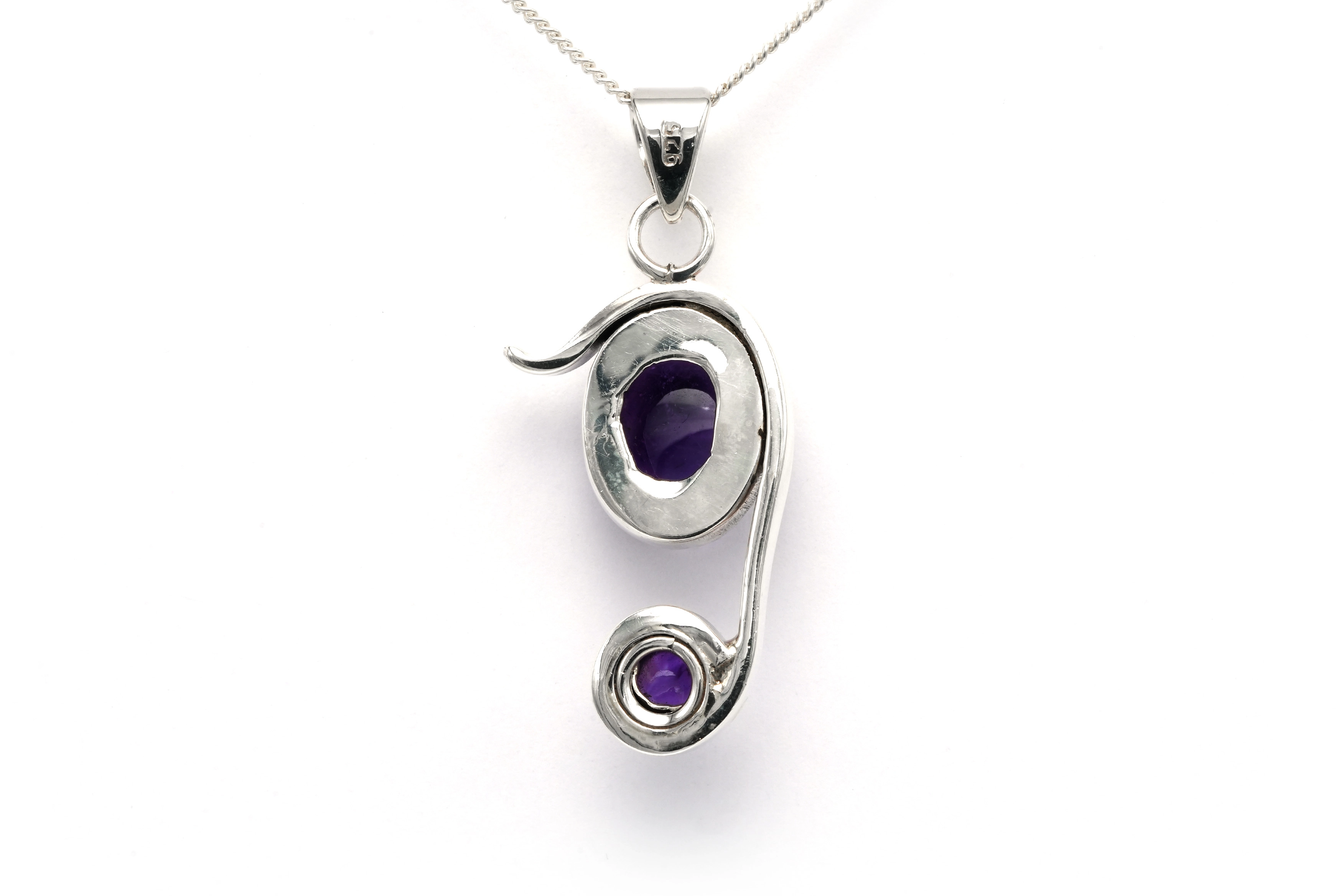 Pendentif contemporain en argent 925 serti d'une améthyste - 4