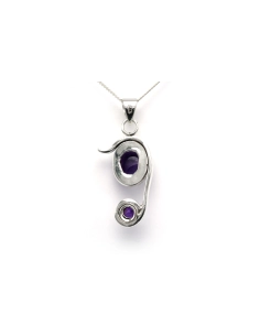 Pendentif contemporain en argent 925 serti d'une améthyste - 4