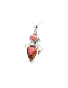 Pendentif contemporain en argent 925 serti d'une rhodocrosite - 2