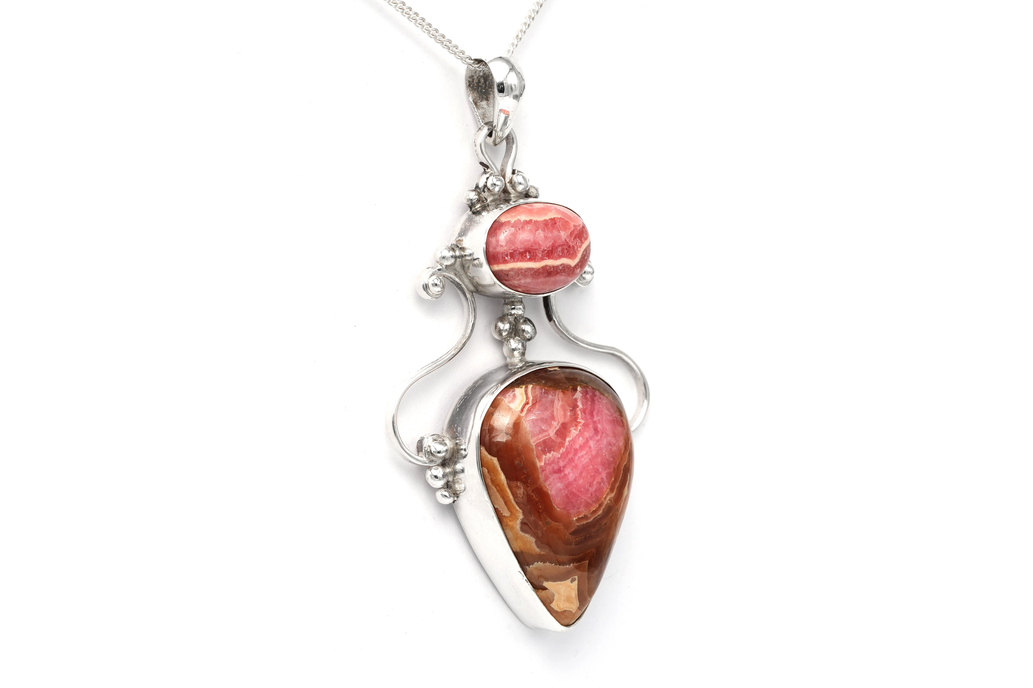 Pendentif contemporain en argent 925 serti d'une rhodocrosite - 3