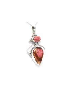 Pendentif contemporain en argent 925 serti d'une rhodocrosite - 3