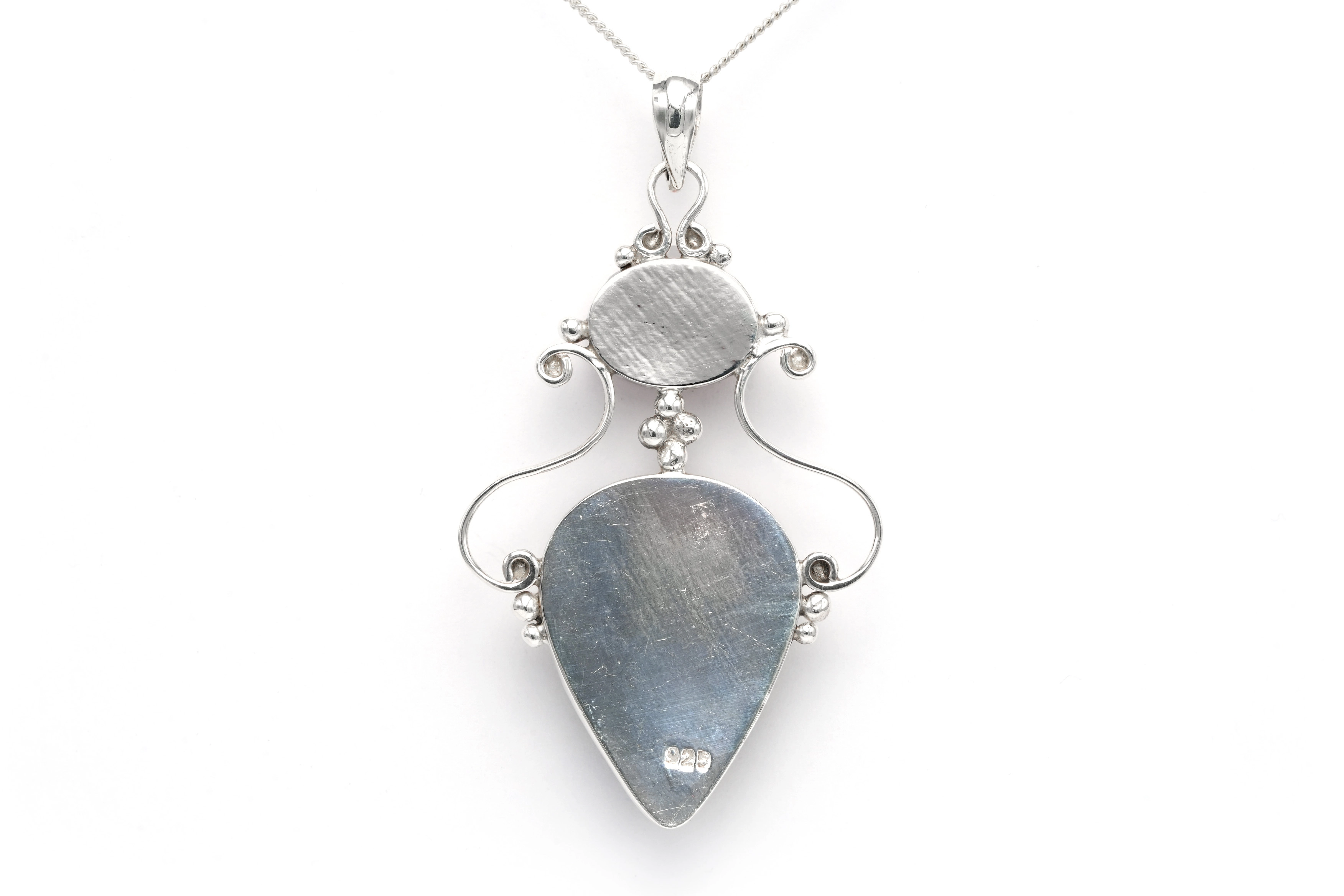 Pendentif contemporain en argent 925 serti d'une rhodocrosite - 4