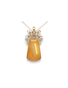 Pendentif contemporain en argent 925 serti d'une agate et une citrine - 2