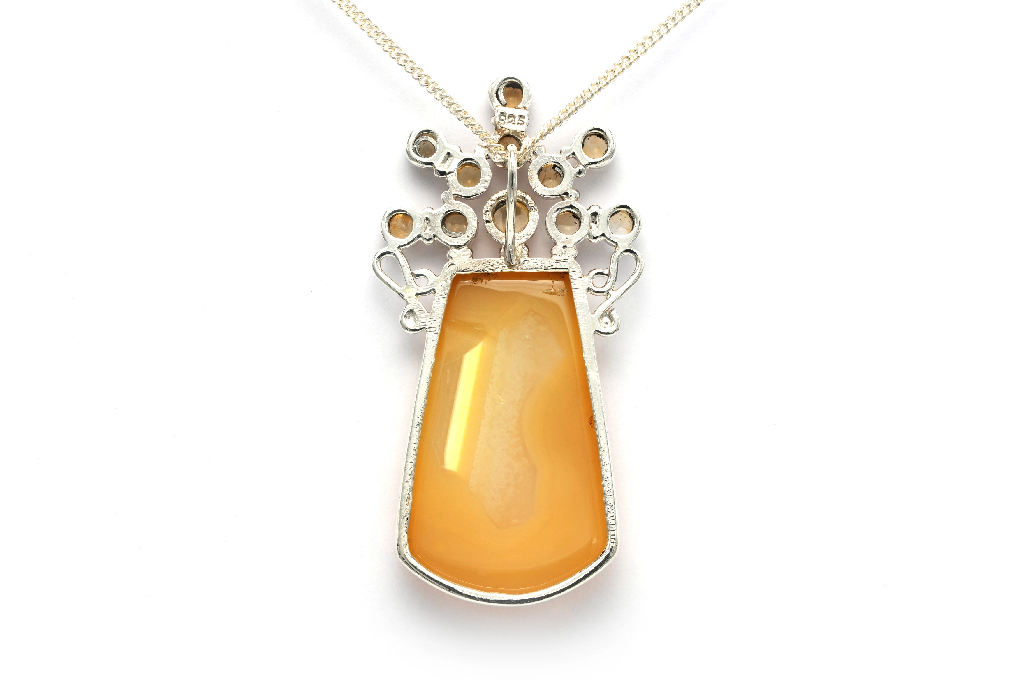 Pendentif contemporain en argent 925 serti d'une agate et une citrine - 4