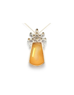 Pendentif contemporain en argent 925 serti d'une agate et une citrine - 4