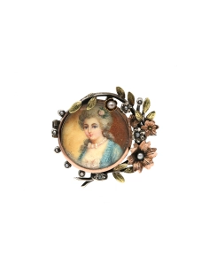Broche Napoléon III en or jaune 18 carats et argent sertie de perles - 1