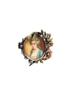 Broche Napoléon III en or jaune 18 carats et argent sertie de perles - 6