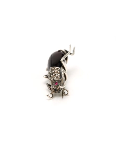 Broche Napoléon III en argent sertie d'un grenat, de rubis et de perles - 1