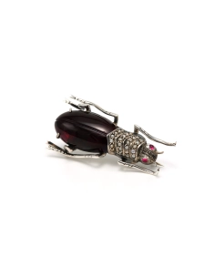 Broche Napoléon III en argent sertie d'un grenat, de rubis et de perles - 6