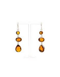 Boucles d'oreilles contemporaines en argent 925 serties de citrines - 1