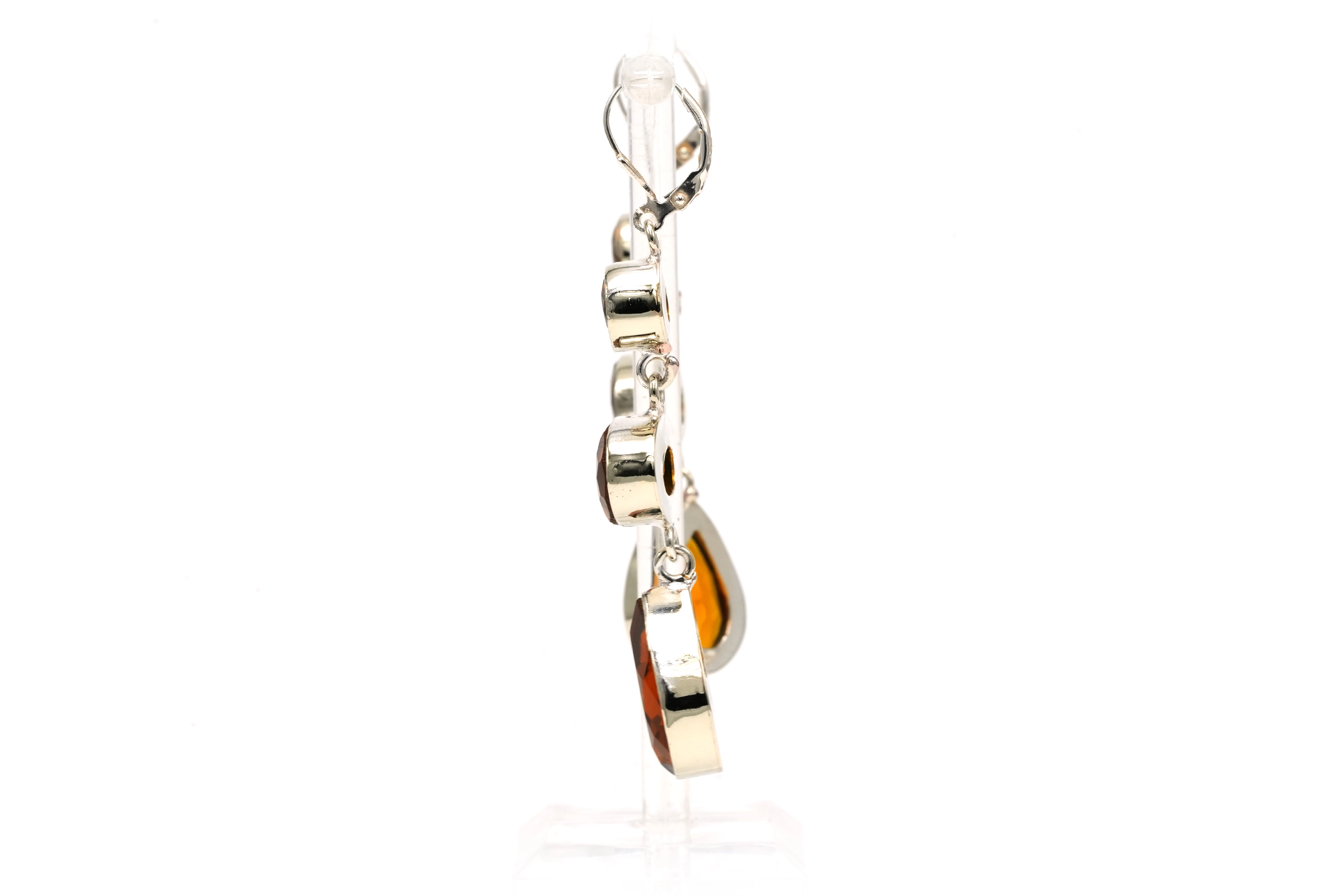 Boucles d'oreilles contemporaines en argent 925 serties de citrines - 3