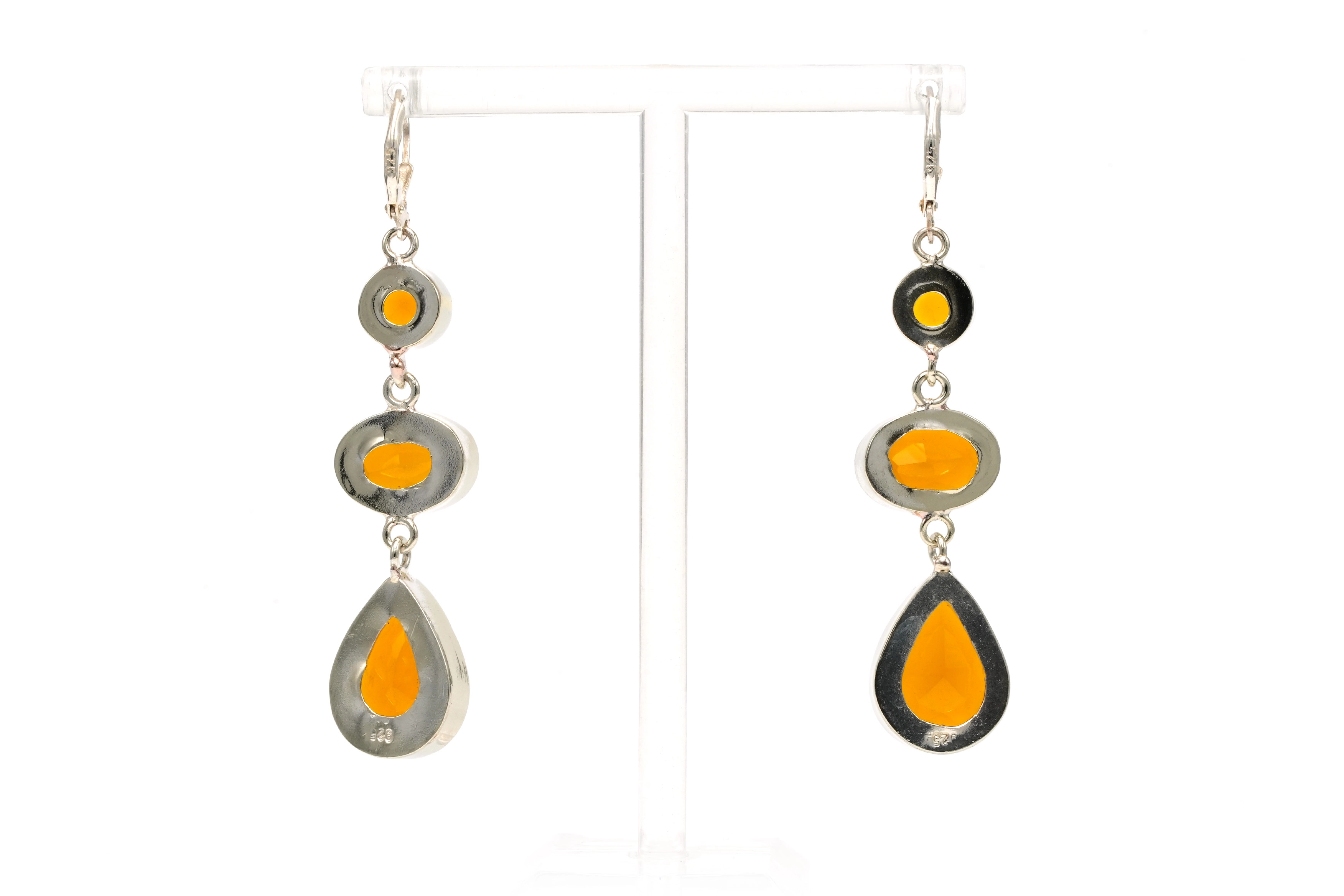 Boucles d'oreilles contemporaines en argent 925 serties de citrines - 4