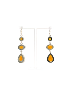 Boucles d'oreilles contemporaines en argent 925 serties de citrines - 4