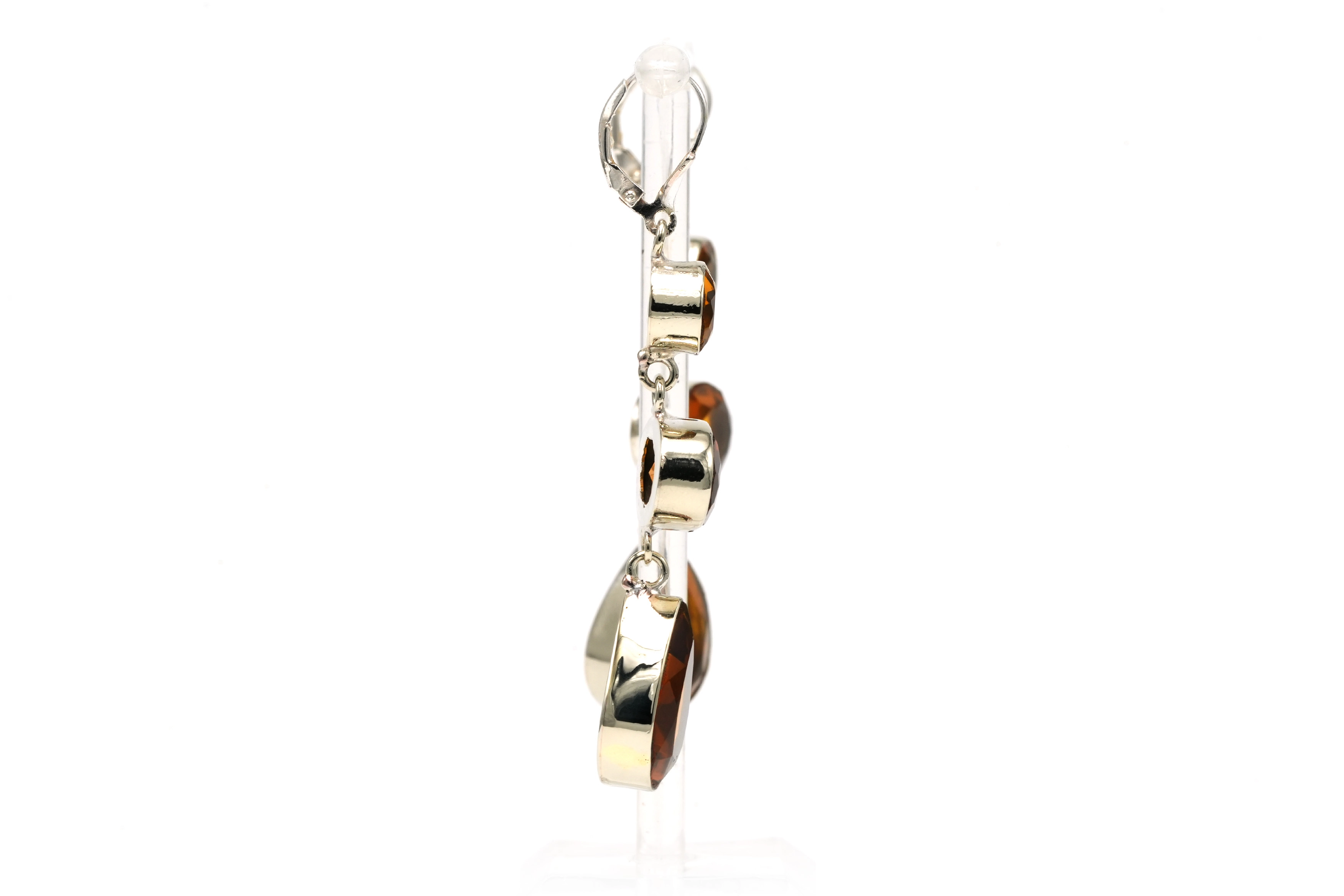 Boucles d'oreilles contemporaines en argent 925 serties de citrines - 5
