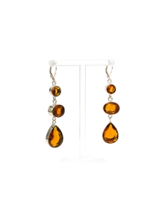 Boucles d'oreilles contemporaines en argent 925 serties de citrines - 6