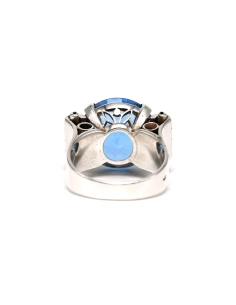 Bague Art Déco en argent et or jaune 18 carats sertie d'une spinelle de synthèse - 4