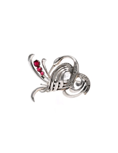 Broche Art Nouveau en argent sertie de strass - 2