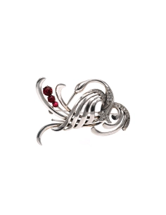Broche Art Nouveau en argent sertie de strass - 1