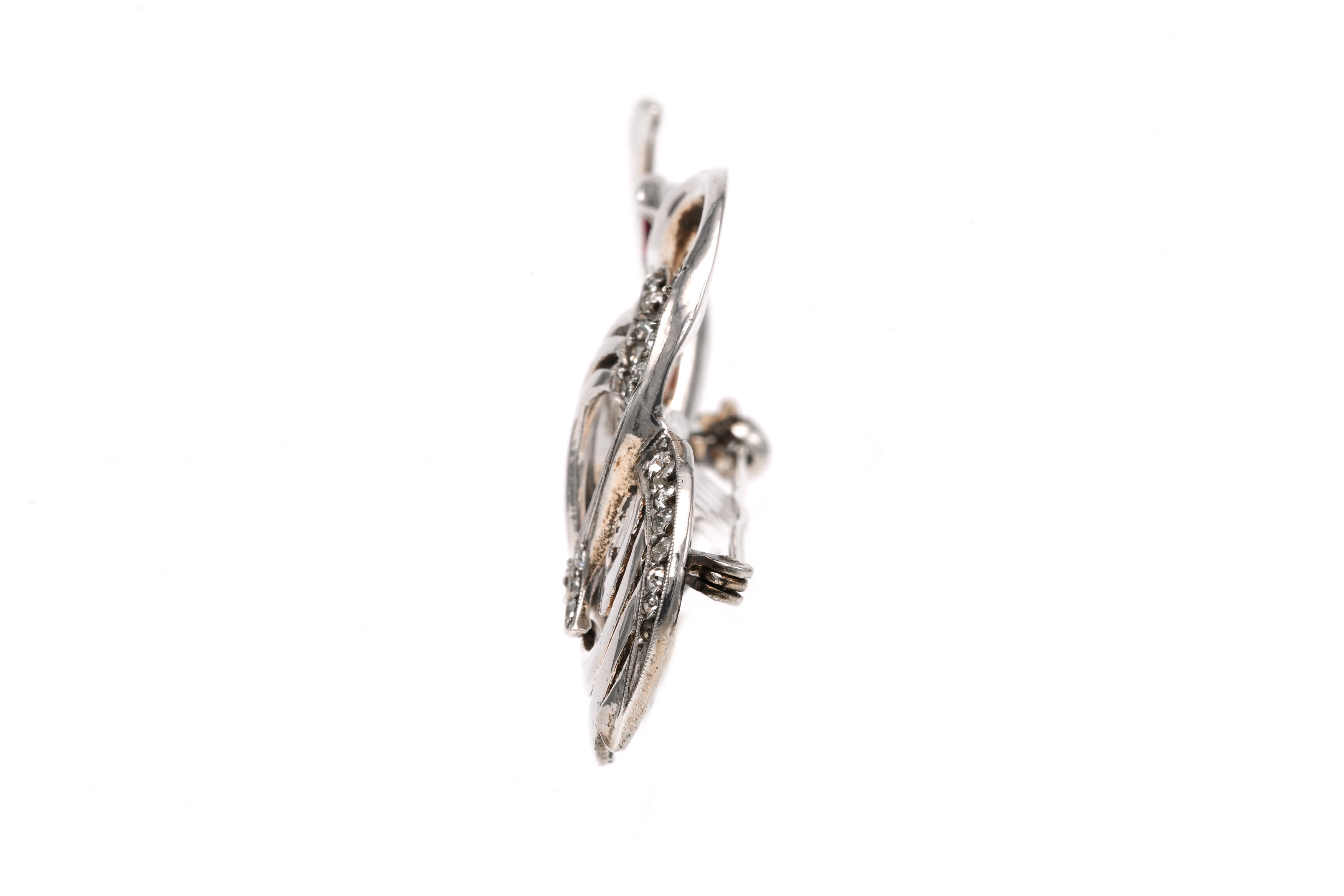 Broche Art Nouveau en argent sertie de strass - 3