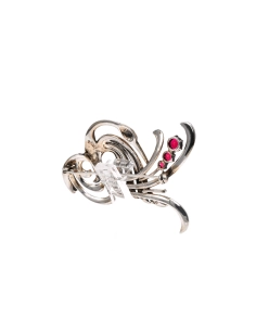 Broche Art Nouveau en argent sertie de strass - 5