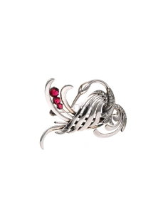Broche Art Nouveau en argent sertie de strass - 6