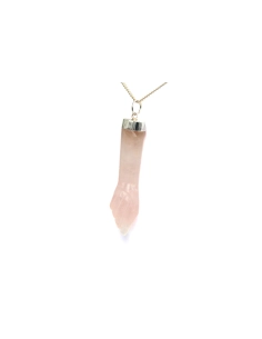 Pendentif contemporain en argent 925 serti d'un quartz rose - 2