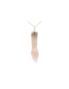 Pendentif contemporain en argent 925 serti d'un quartz rose - 1