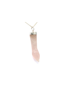 Pendentif contemporain en argent 925 serti d'un quartz rose - 3
