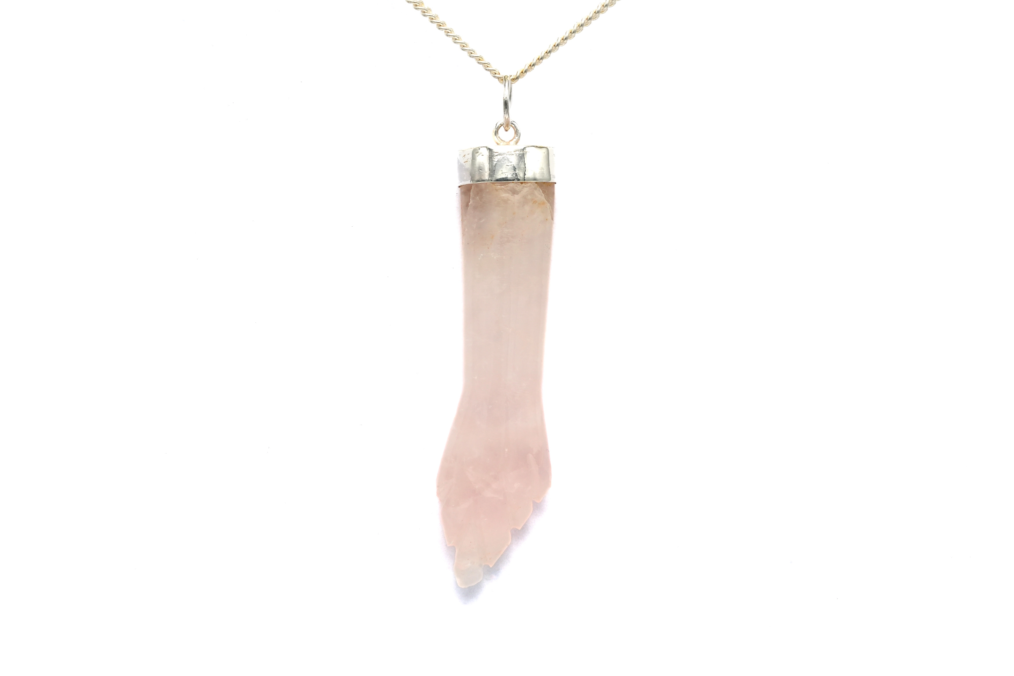 Pendentif contemporain en argent 925 serti d'un quartz rose - 4