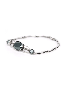 Bracelet Art Déco en argent serti d'une hématite et de marcassites - 1