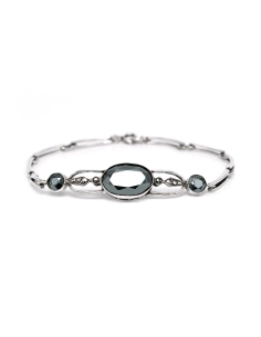 Bracelet Art Déco en argent serti d'une hématite et de marcassites - 2