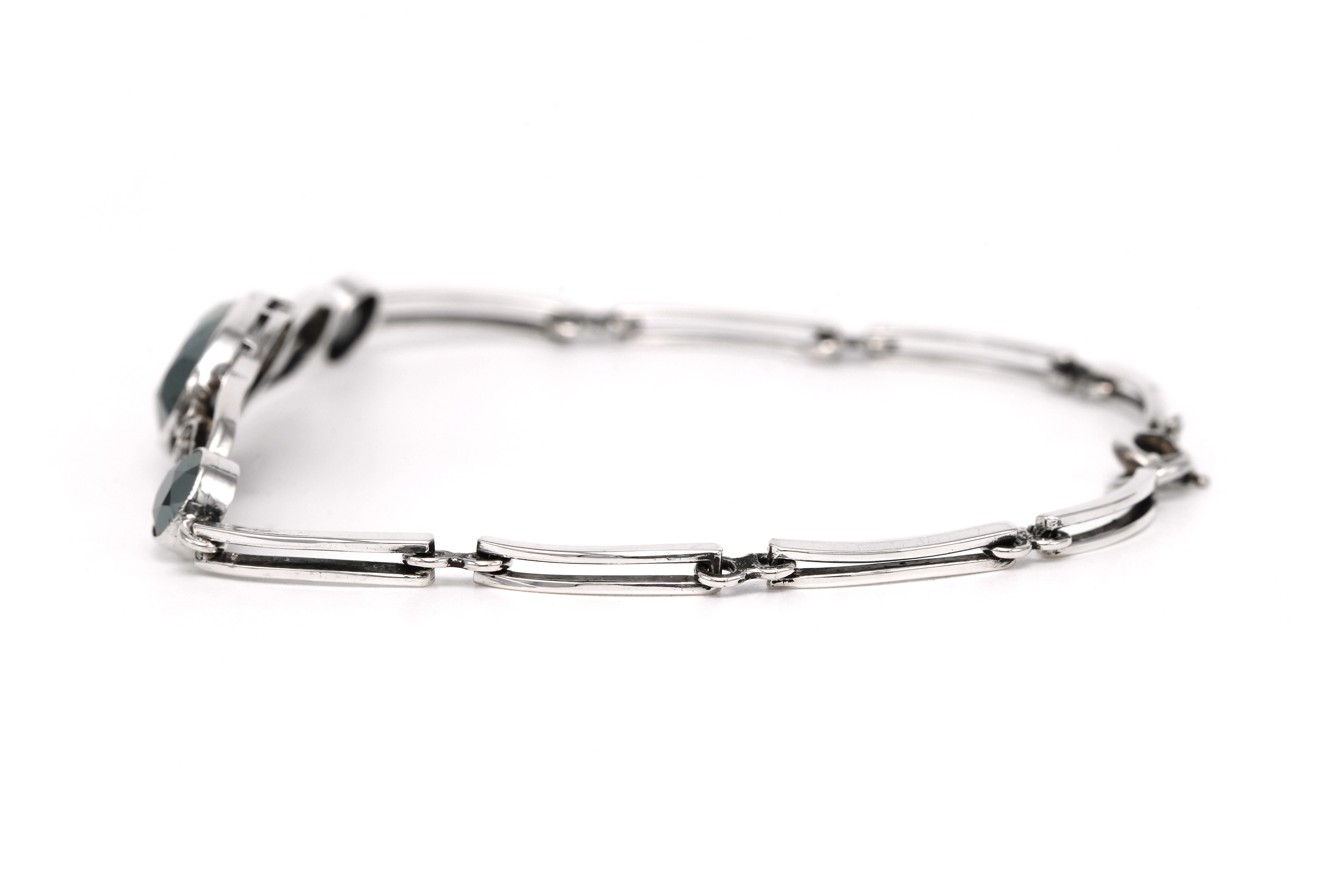 Bracelet Art Déco en argent serti d'une hématite et de marcassites - 3