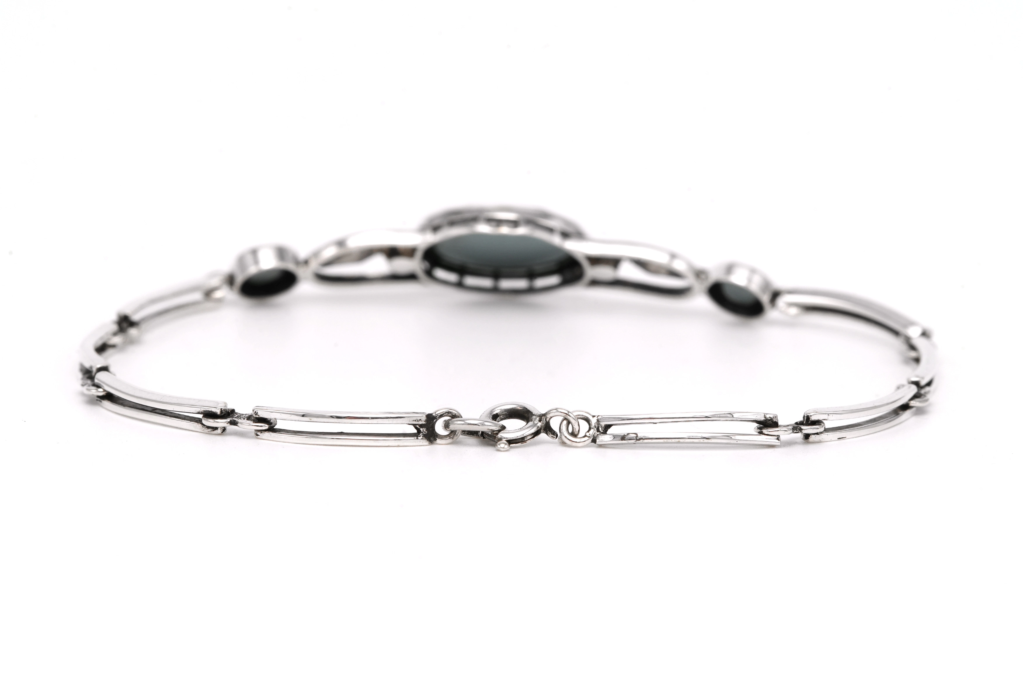 Bracelet Art Déco en argent serti d'une hématite et de marcassites - 4