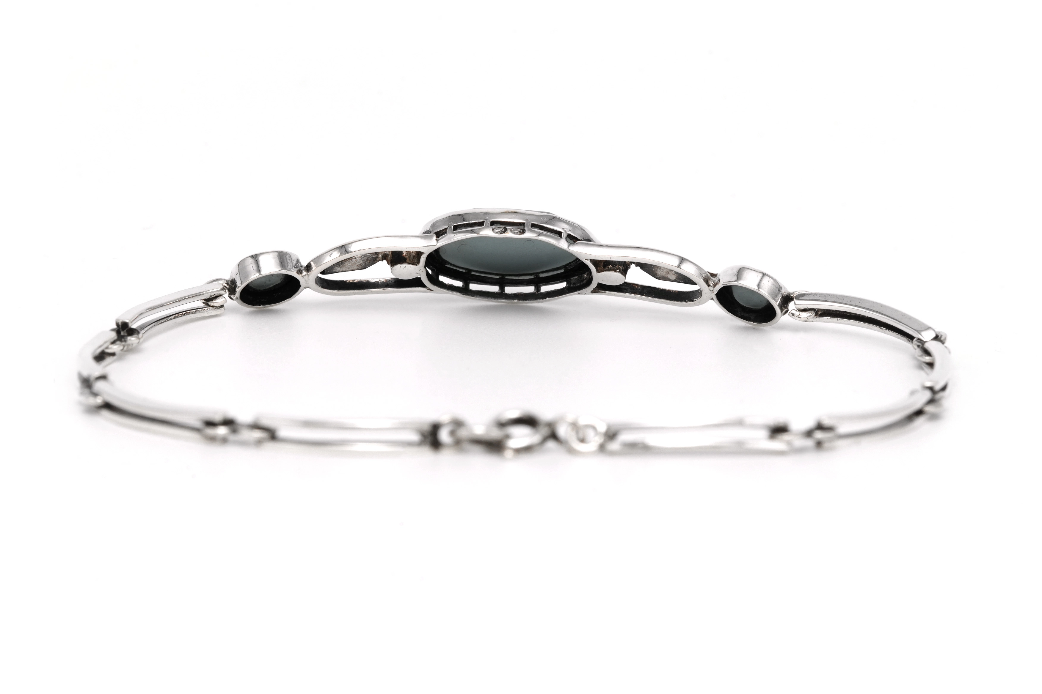 Bracelet Art Déco en argent serti d'une hématite et de marcassites - 5