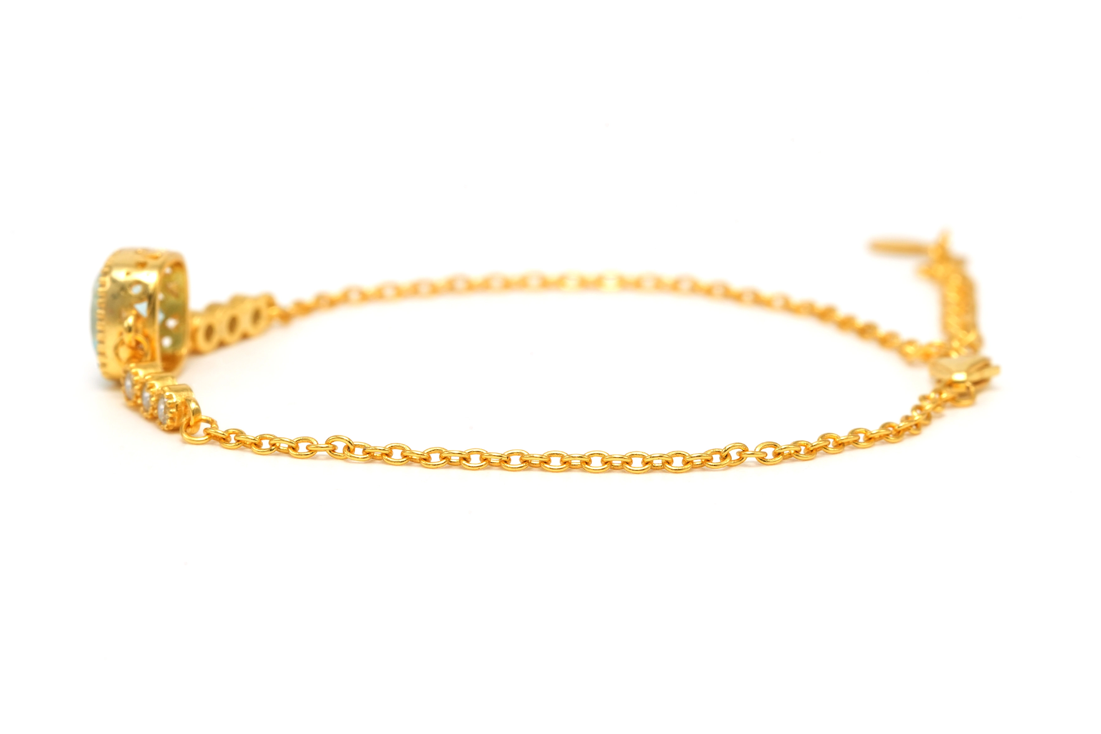 Bracelet contemporain en vermeil serti d'une topaze et de zirconiums - 3