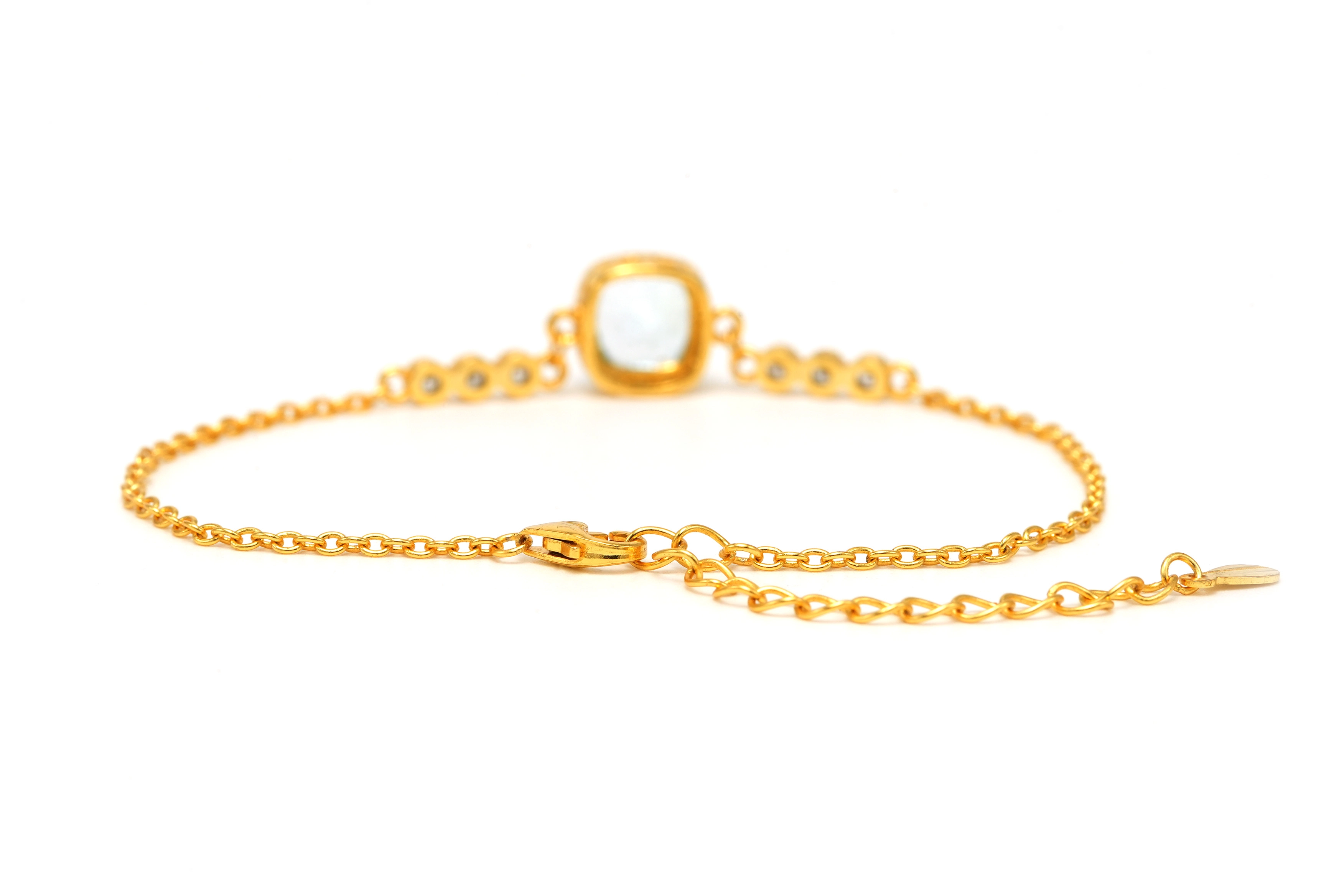 Bracelet contemporain en vermeil serti d'une topaze et de zirconiums - 4