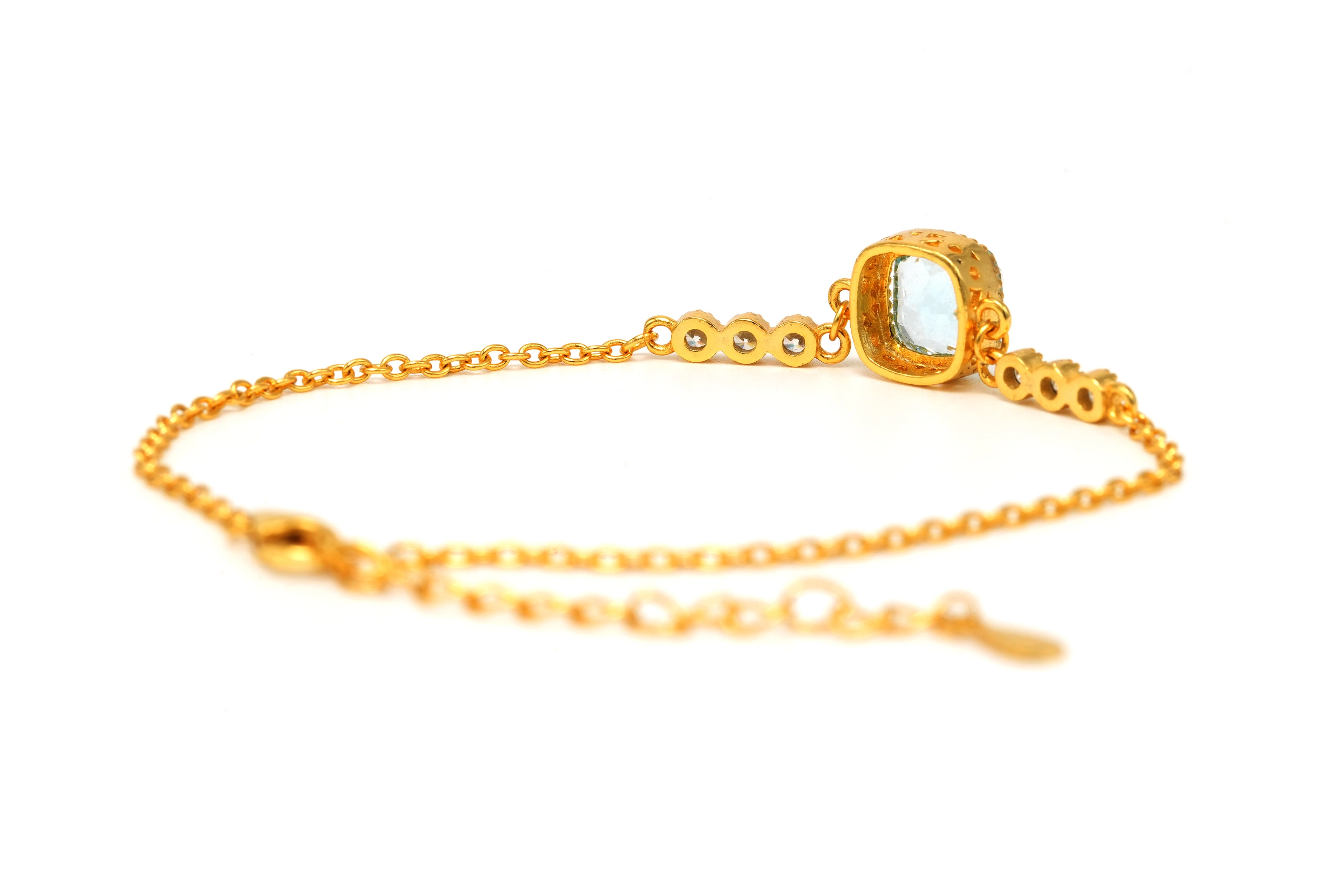 Bracelet contemporain en vermeil serti d'une topaze et de zirconiums - 5