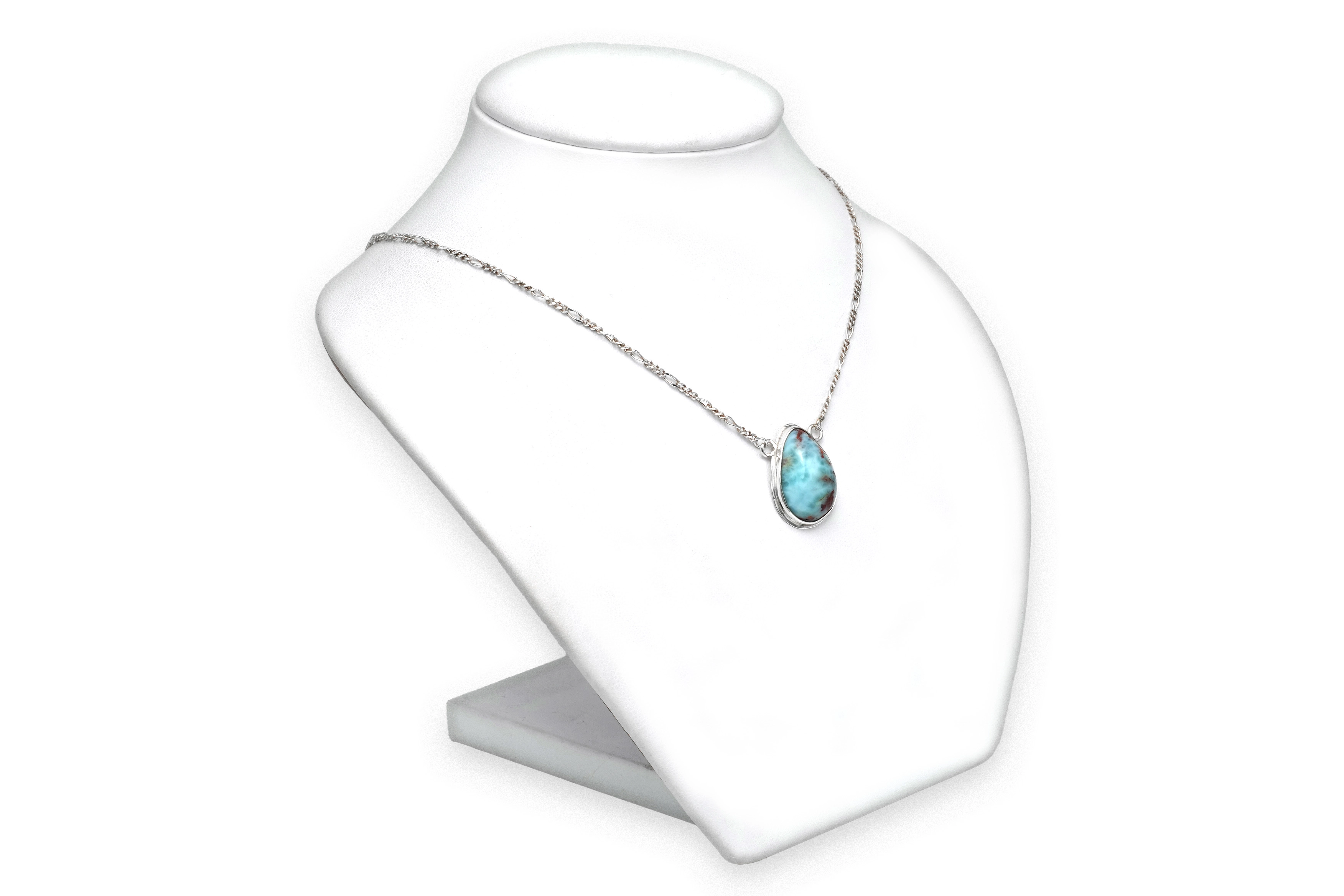 Collier contemporain en argent 925 serti d'une larimar - 2
