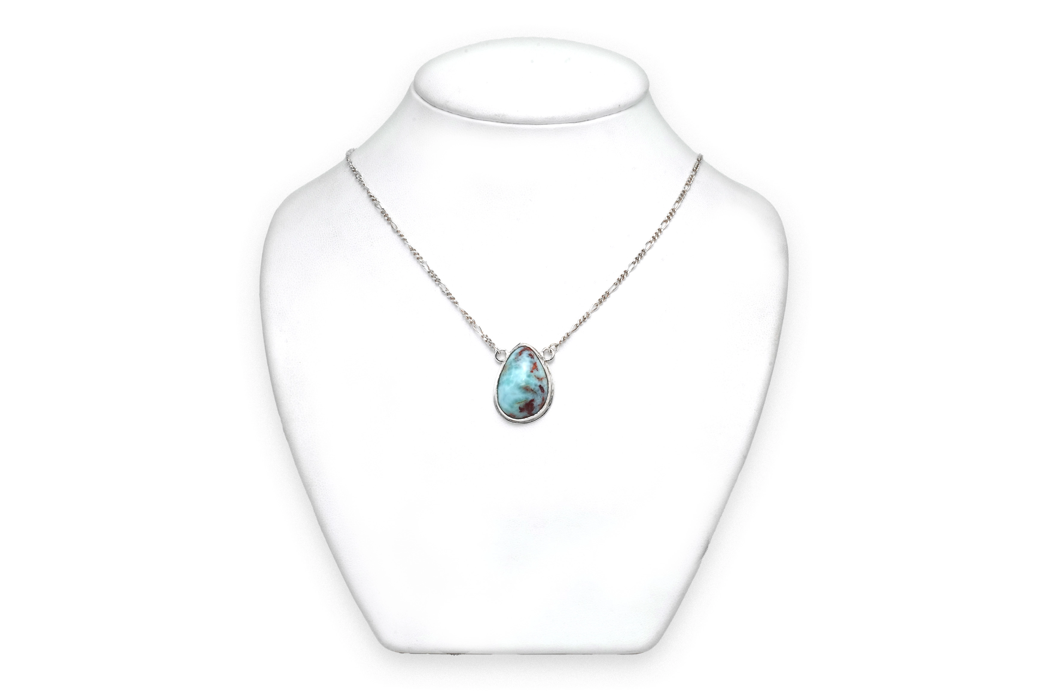 Collier contemporain en argent 925 serti d'une larimar - 1