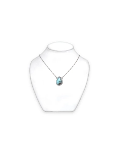 Collier contemporain en argent 925 serti d'une larimar - 1