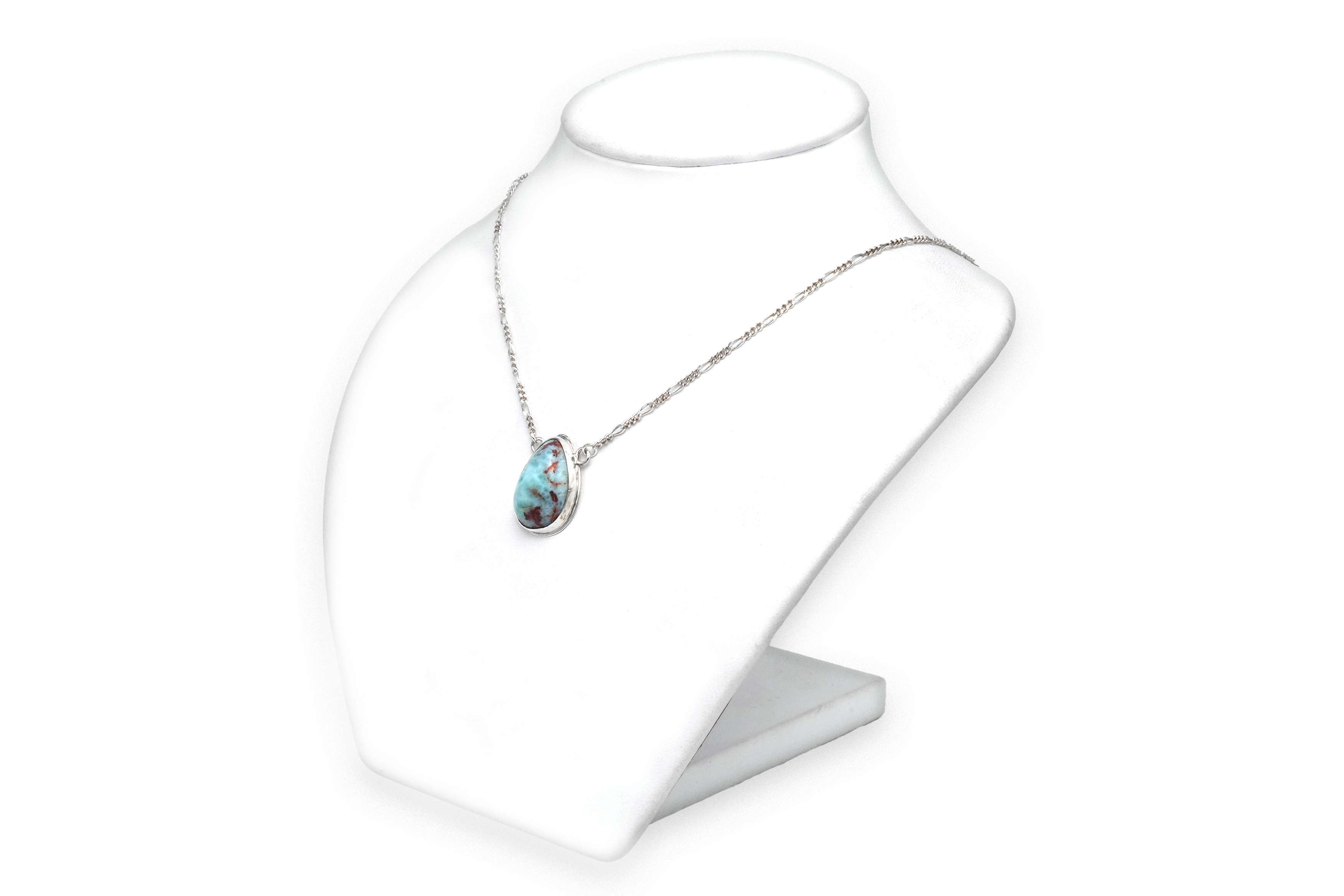 Collier contemporain en argent 925 serti d'une larimar - 3