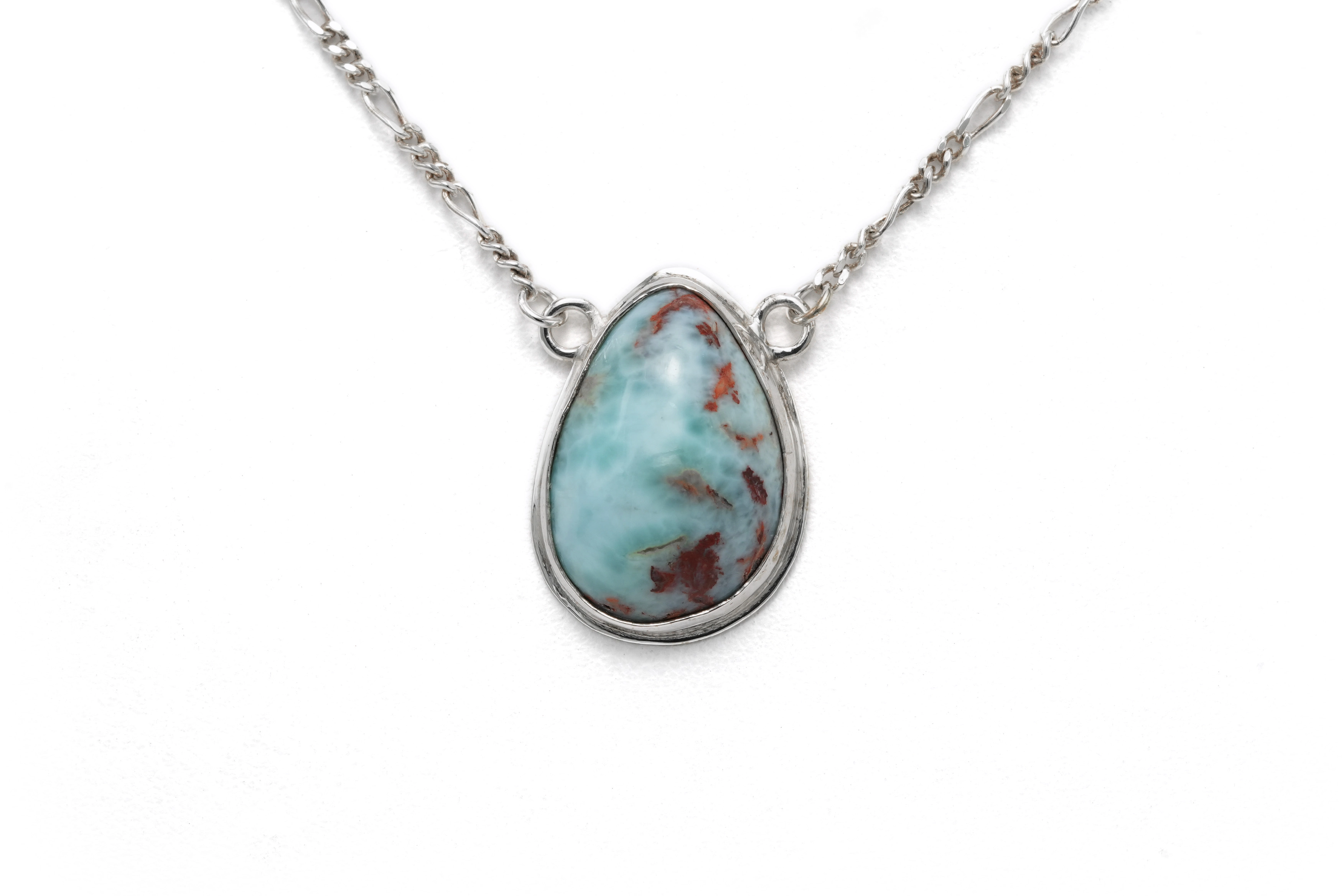 Collier contemporain en argent 925 serti d'une larimar - 6