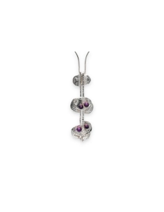 Collier Années 70 en argent 835 serti d'améthystes - 1
