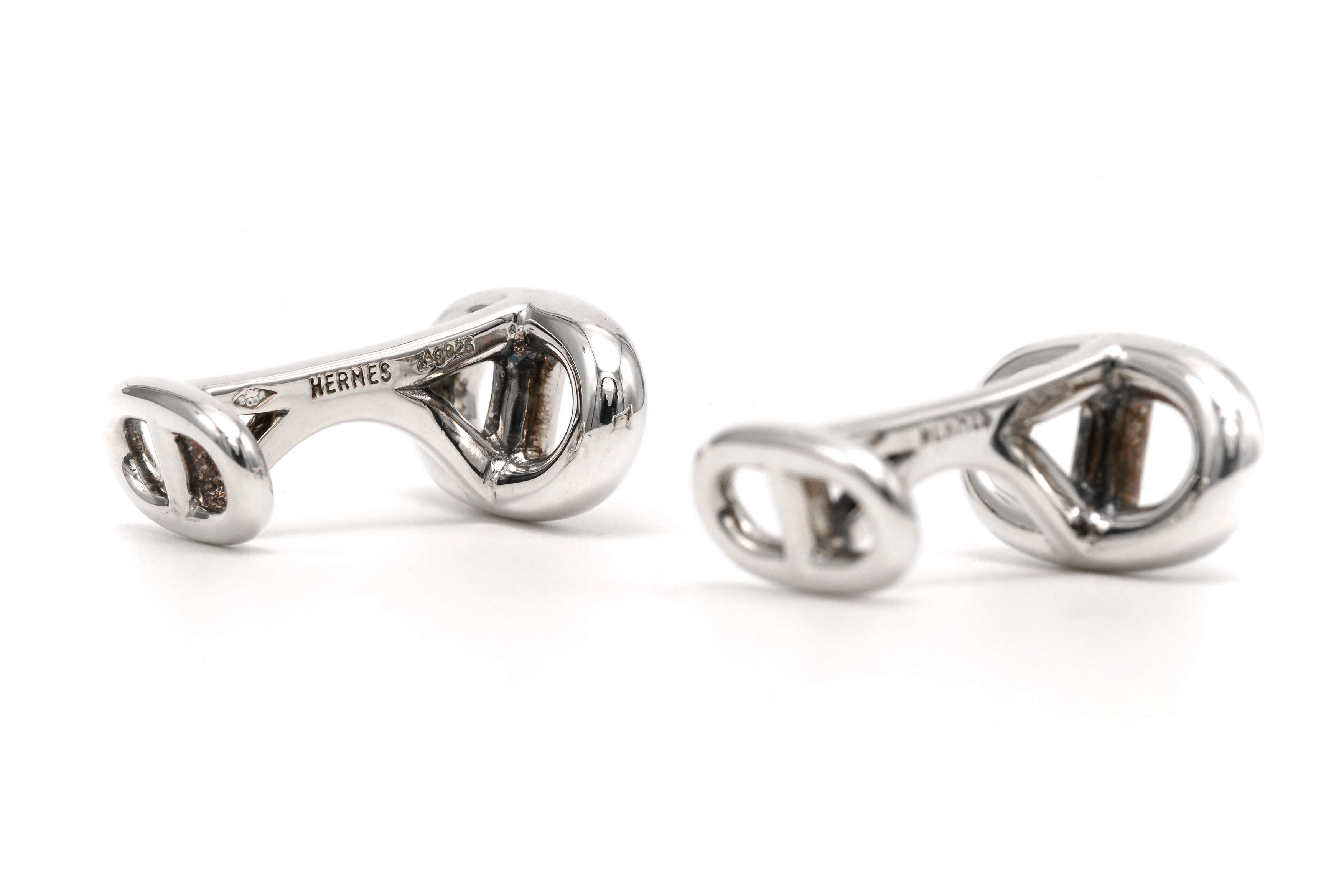 Boutons de manchette contemporains Hermès en argent 925 - 5