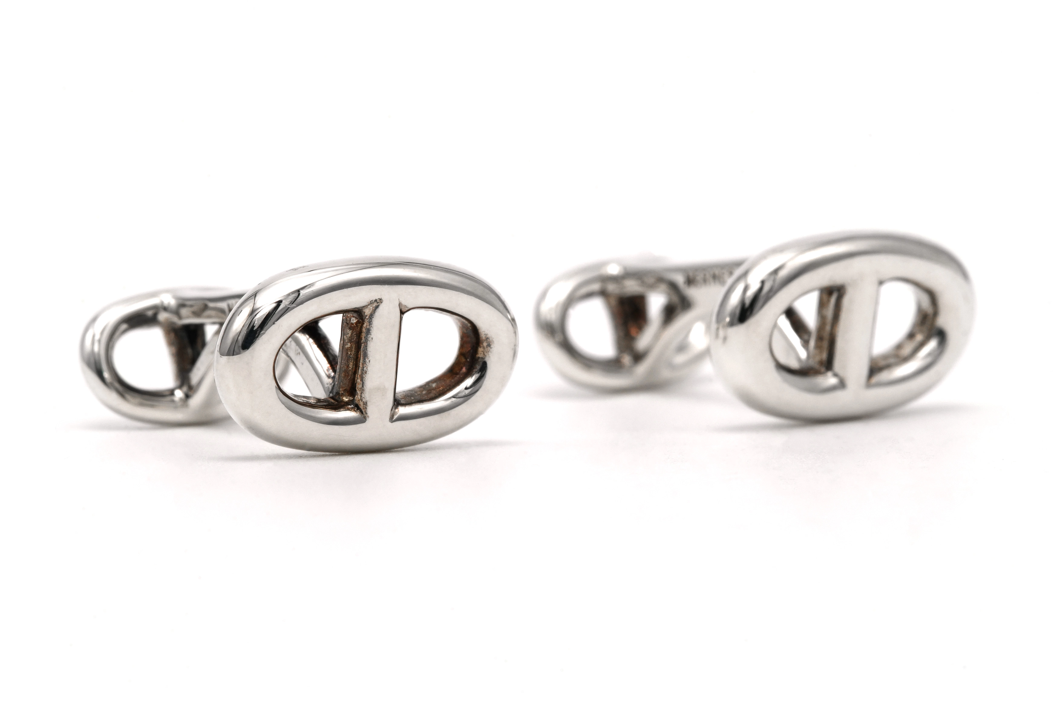 Boutons de manchette contemporains Hermès en argent 925 - 7