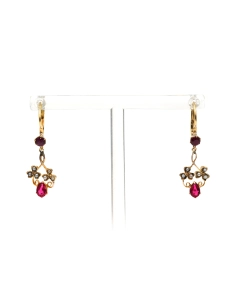 Boucles d'oreilles Art Nouveau en or jaune 18 carats serties de rubis et de perles - 1