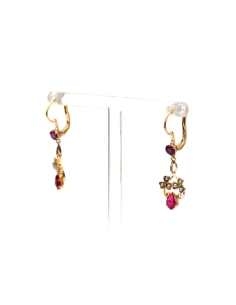Boucles d'oreilles Art Nouveau en or jaune 18 carats serties de rubis et de perles - 2