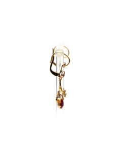Boucles d'oreilles Art Nouveau en or jaune 18 carats serties de rubis et de perles - 5